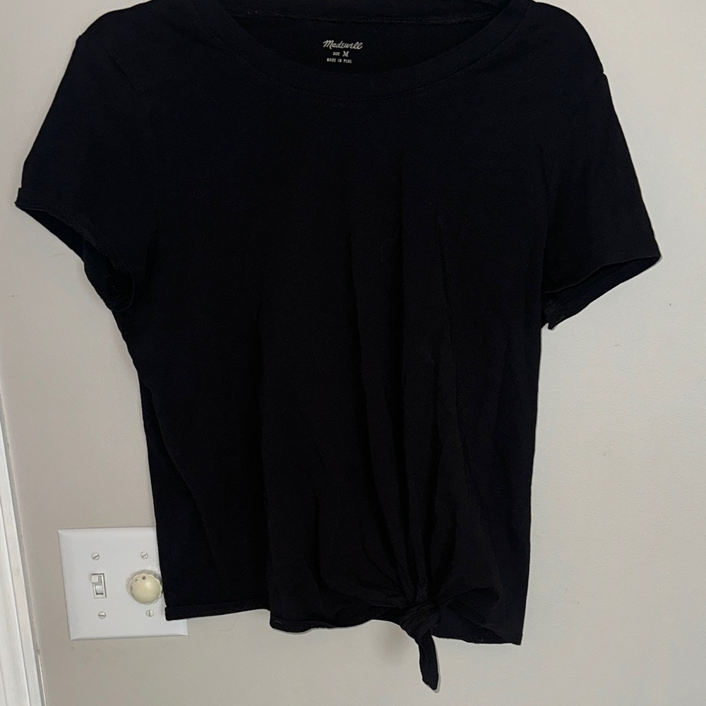 Madewell Black Tie-Front Short Sleeve Tee